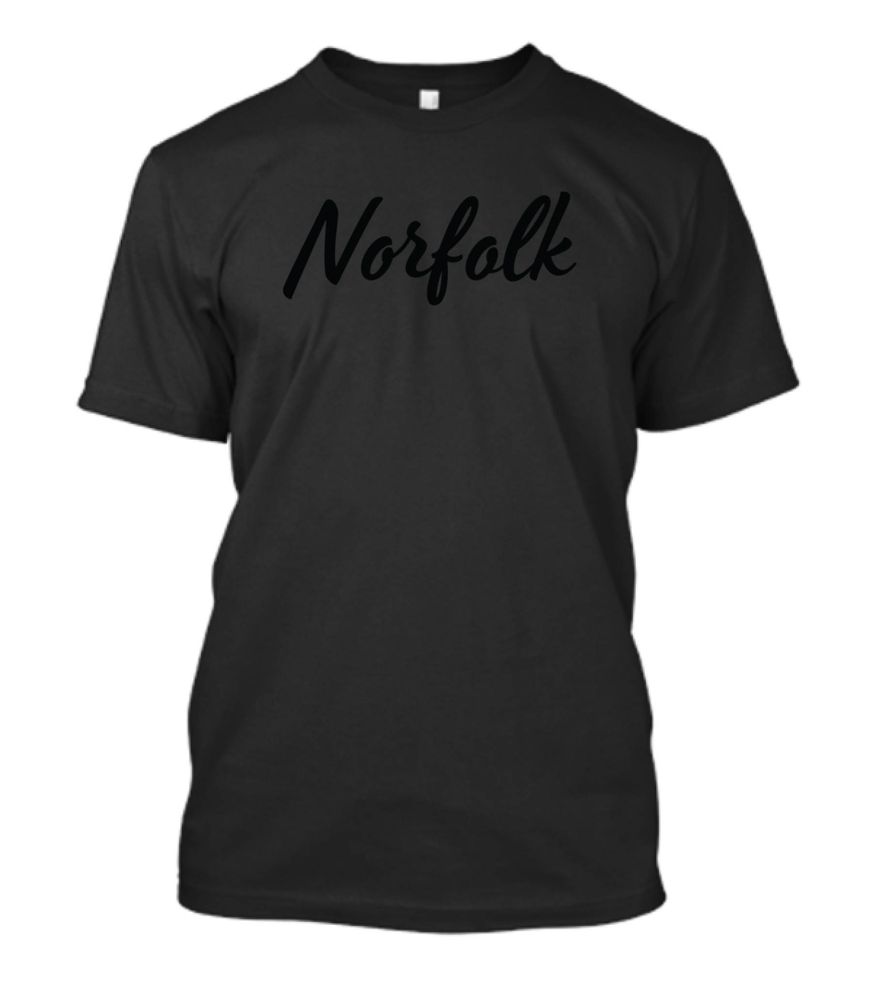Norfolk Black Flowing Text Minimalist T-Shirt