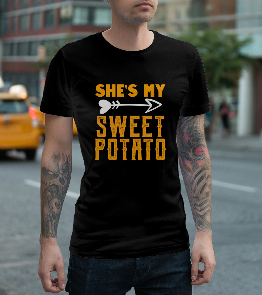 She's My Sweet Potato Arrow Heart Couples Matching Thanksgiving T-Shirt