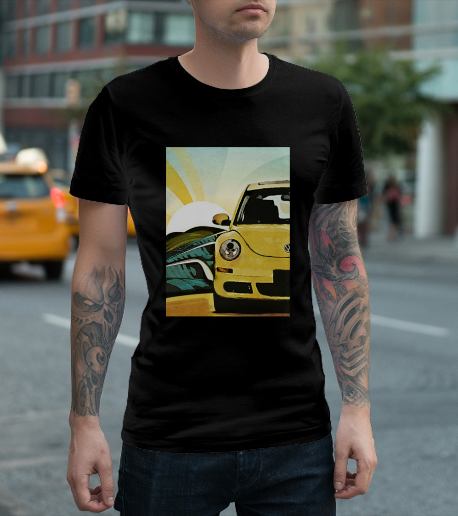 Volkswagen Beetle Surf Wave Swell Sunset T-Shirt