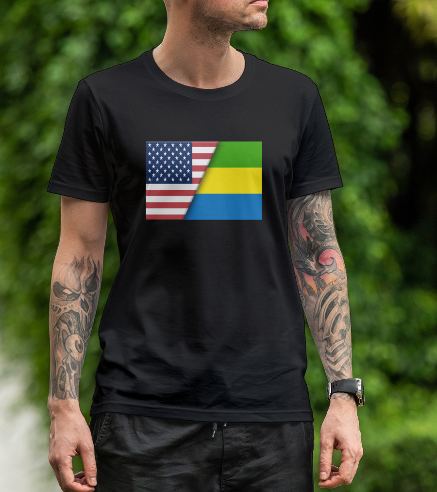 USA Flag Gabon Flag Immigrant Ancestry Homeland Connection T-Shirt