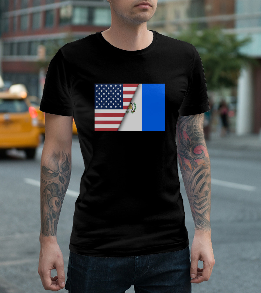 Usa Flag Guatemala Guatemalan Flag Immigrant Ancestry Unity T-Shirt