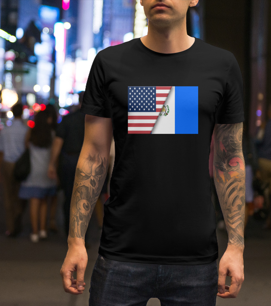 Usa Flag Guatemala Guatemalan Flag Immigrant Ancestry Unity T-Shirt