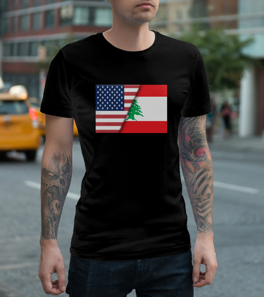 Usa Flag Lebanon Lebanese Flag Immigrant Ancestry Unity Heritage T-Shirt