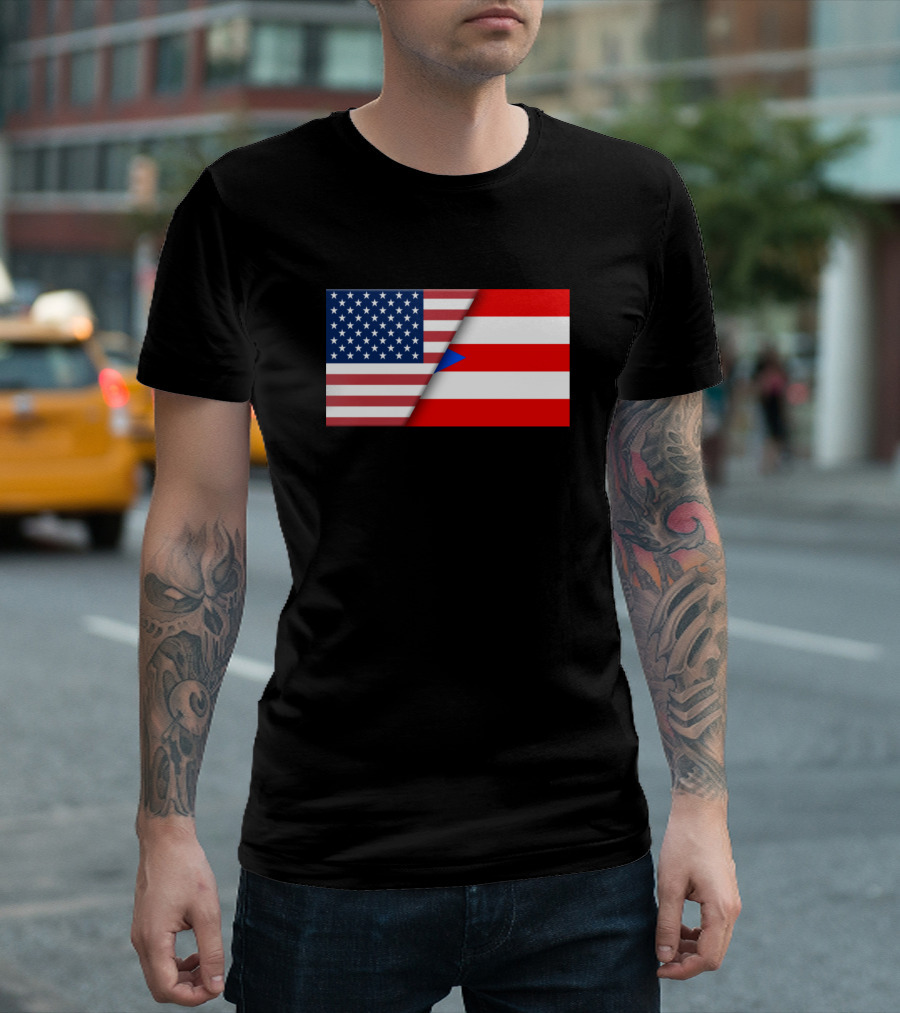 Usa Flag Puerto Rico Rican Boricua Flag Immigrant Symbolic Blend T-Shirt