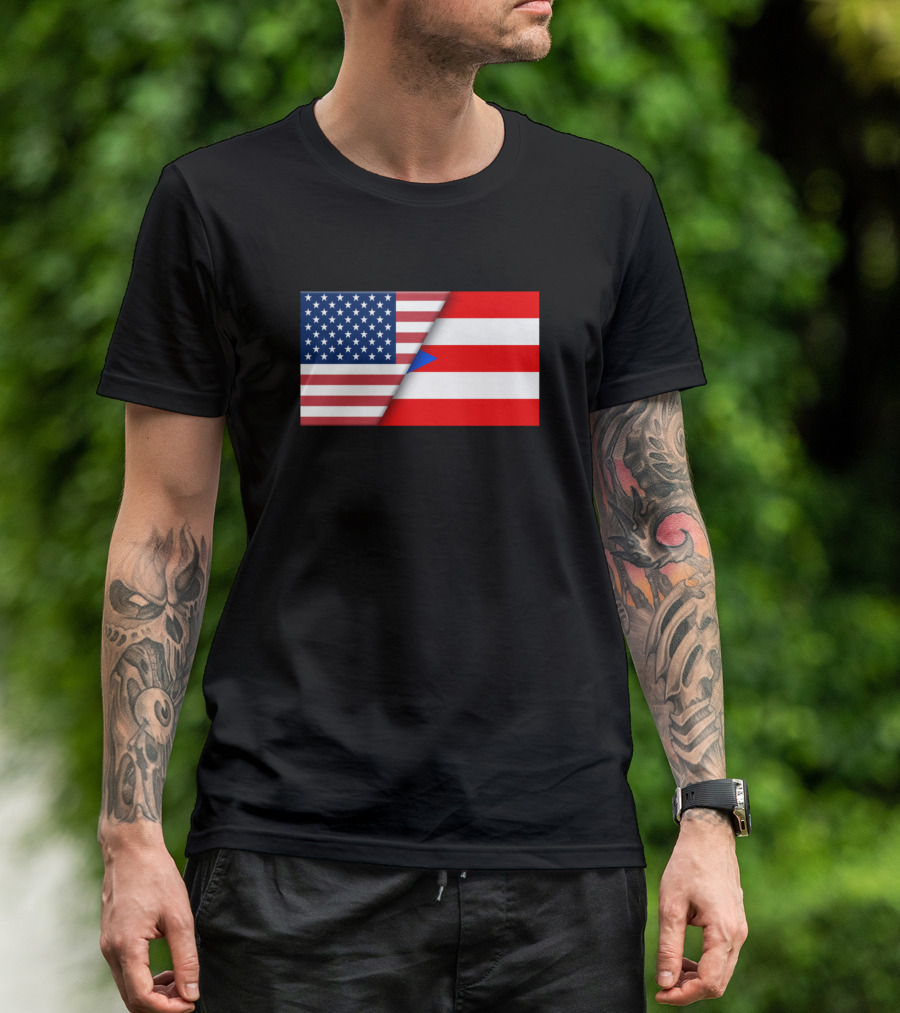 Usa Flag Puerto Rico Rican Boricua Flag Immigrant Symbolic Blend T-Shirt