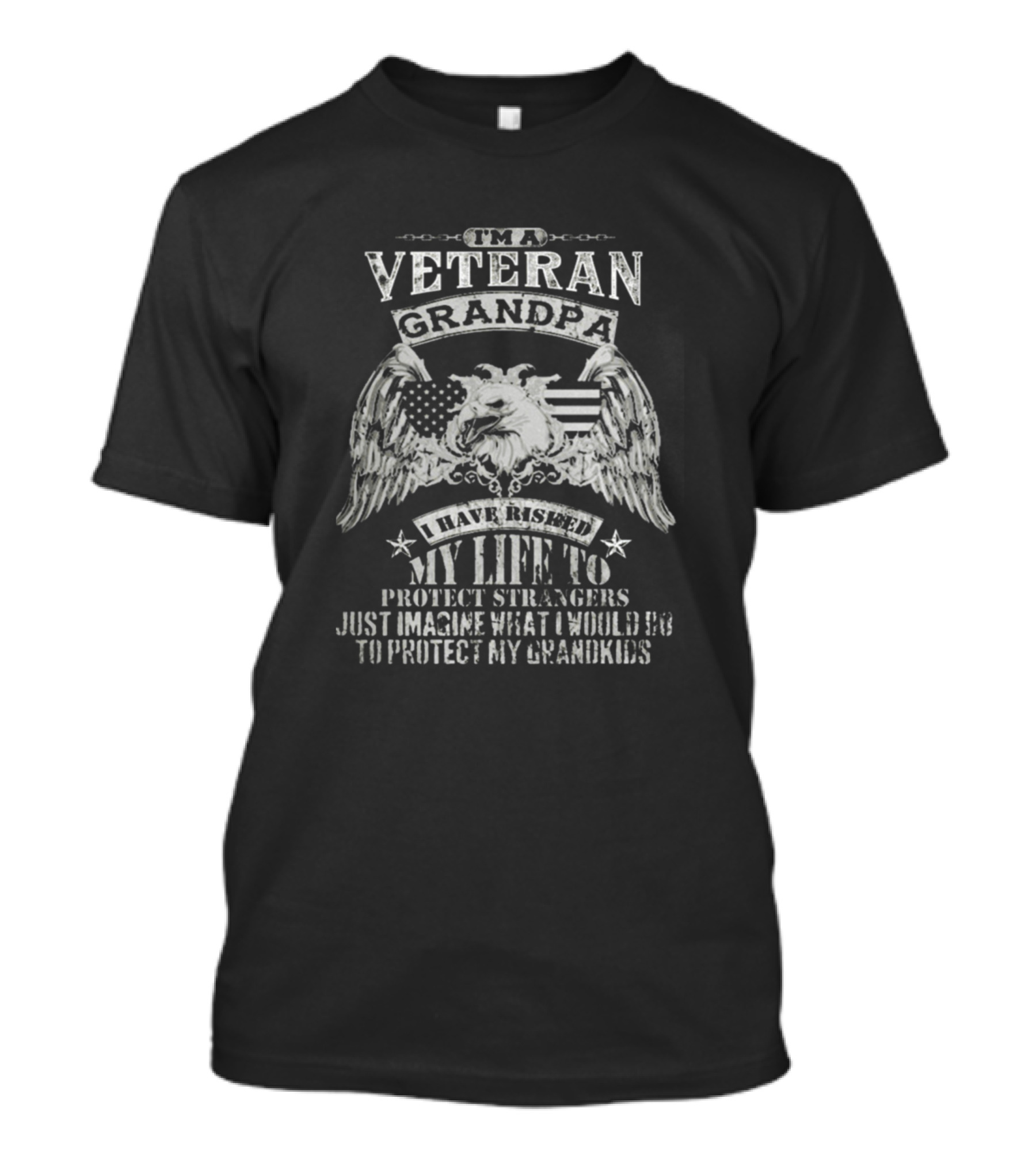 Veteran Grandpa Eagle Protect Grandkids American Flag T-Shirt