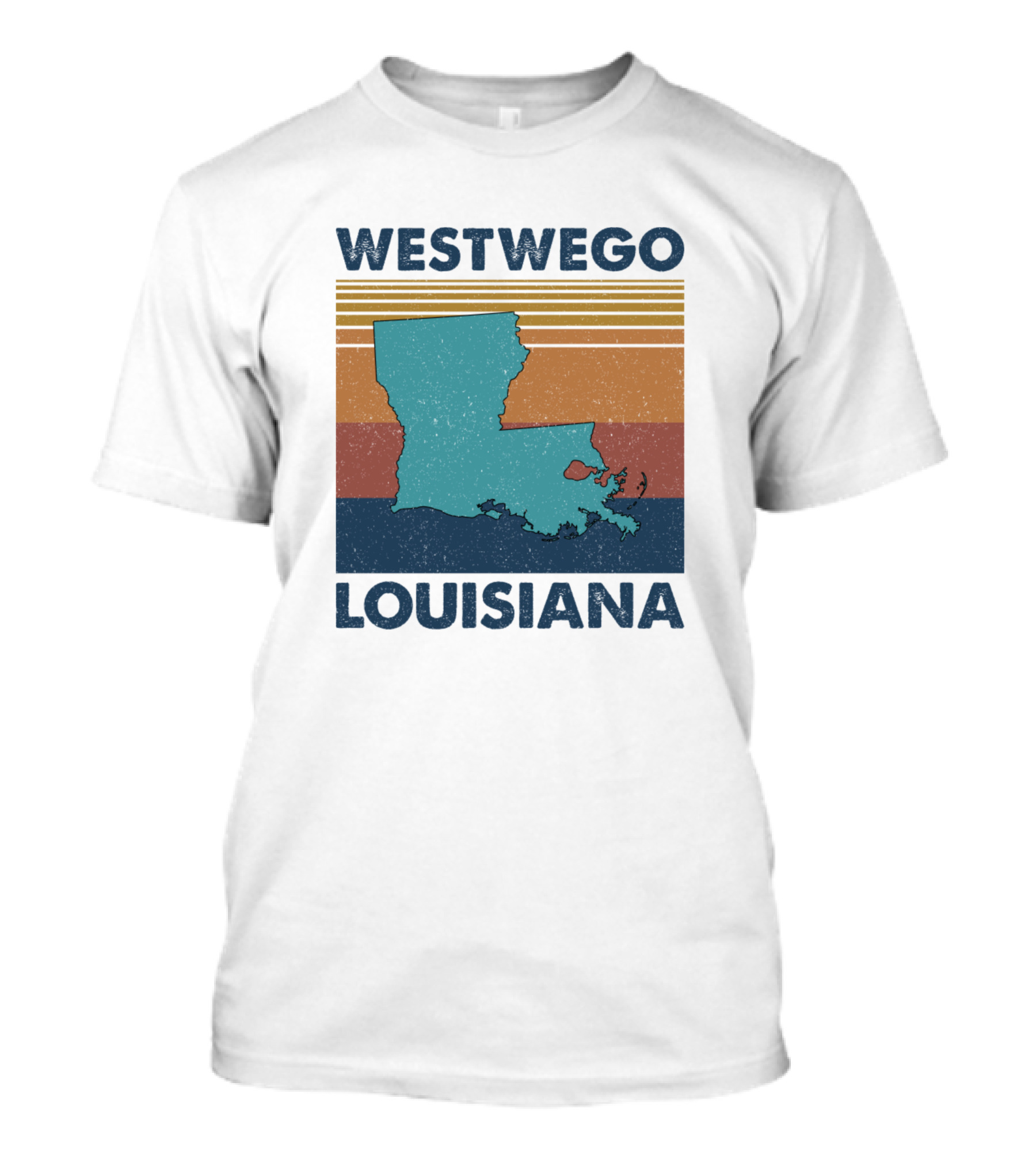 Westwego Louisiana Vintage Map Stripes T-Shirt