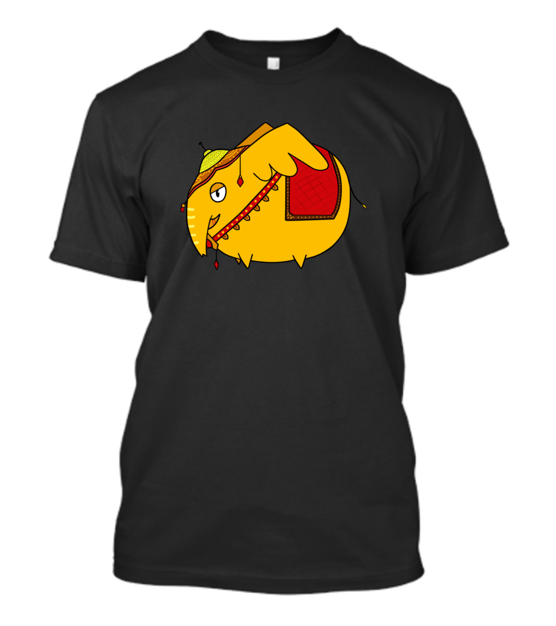 Yellow Elephant Red Saddle Green Hat T-Shirt