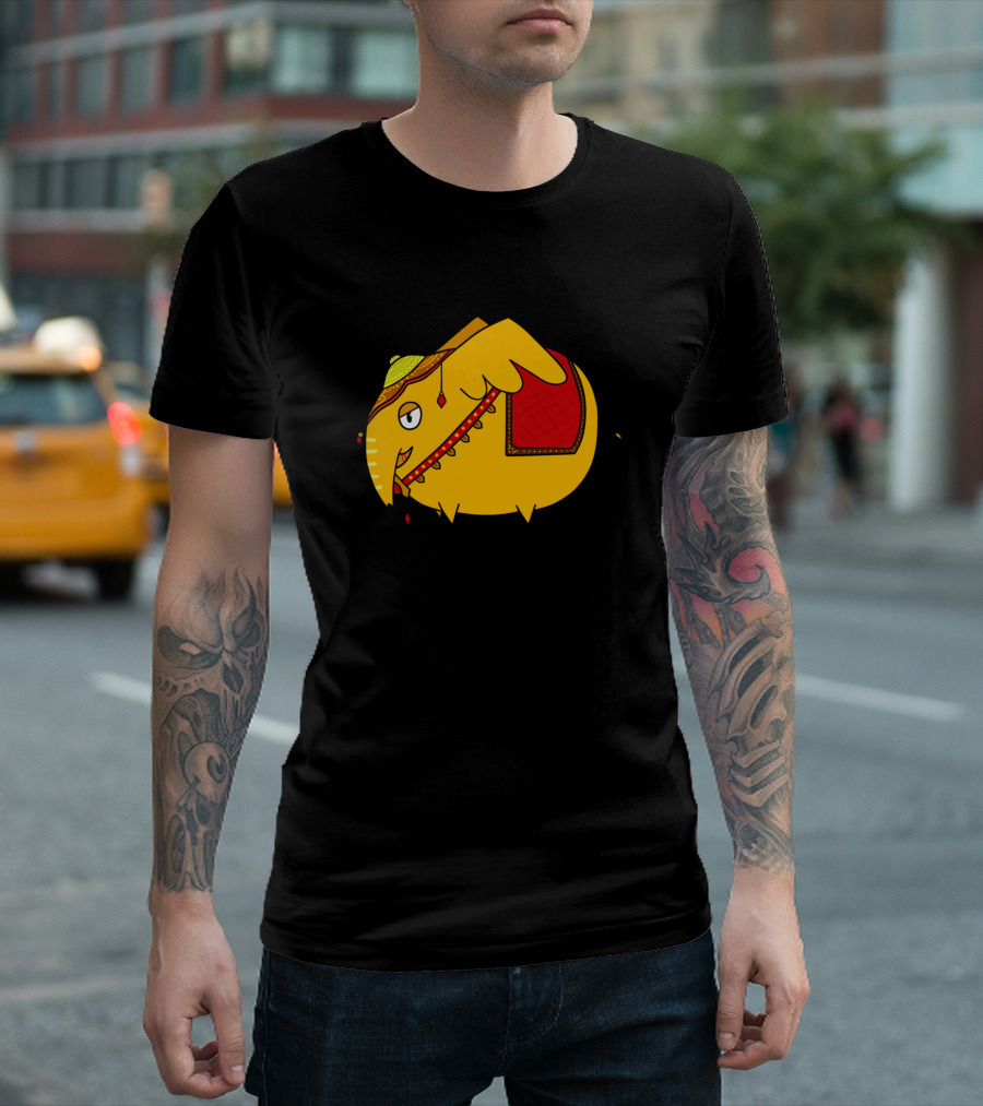 Yellow Elephant Red Saddle Green Hat T-Shirt