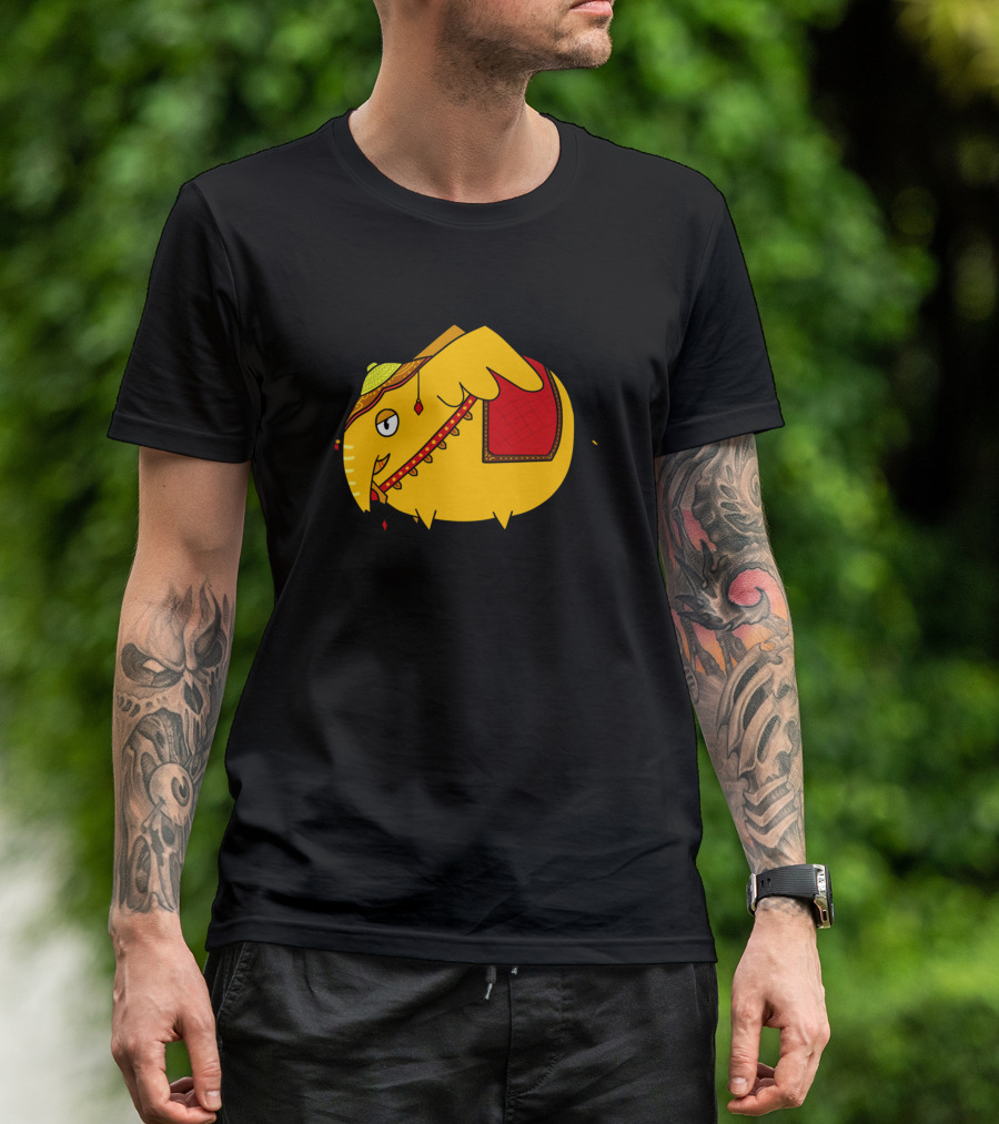 Yellow Elephant Red Saddle Green Hat T-Shirt