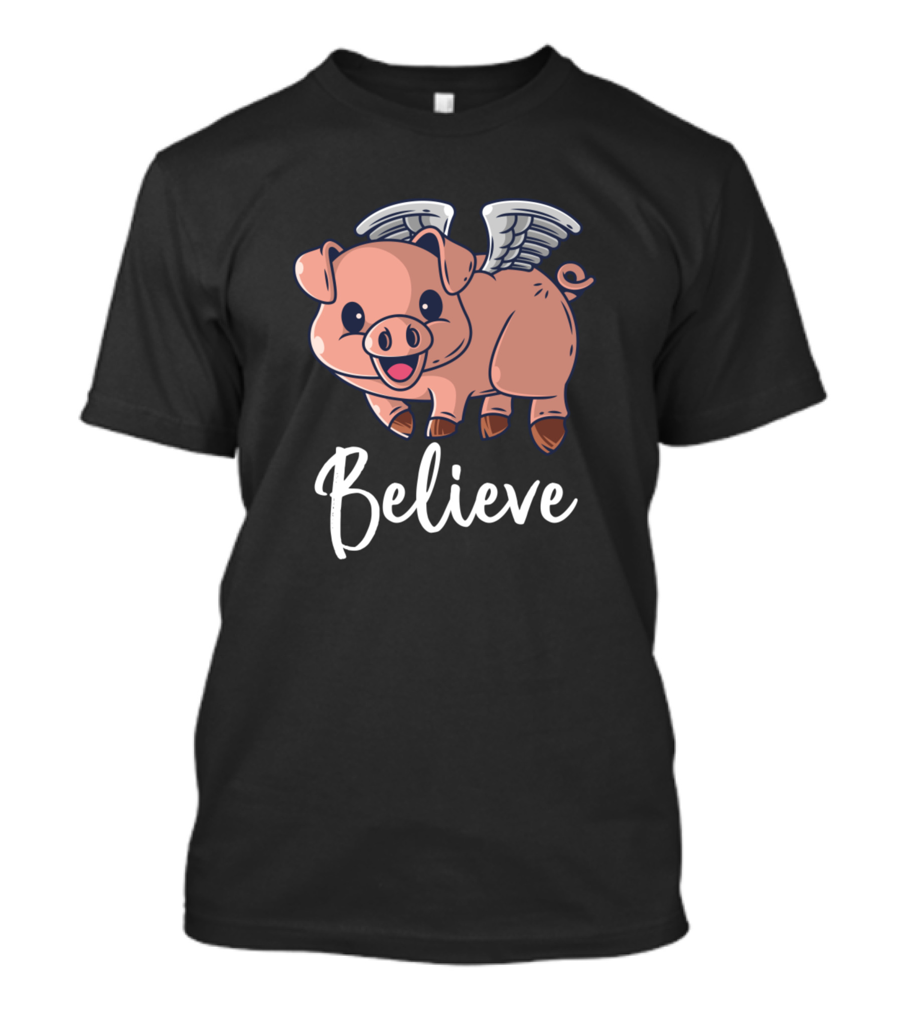Believe Flying Pig With Wings Motivational Pigs T-Shirt