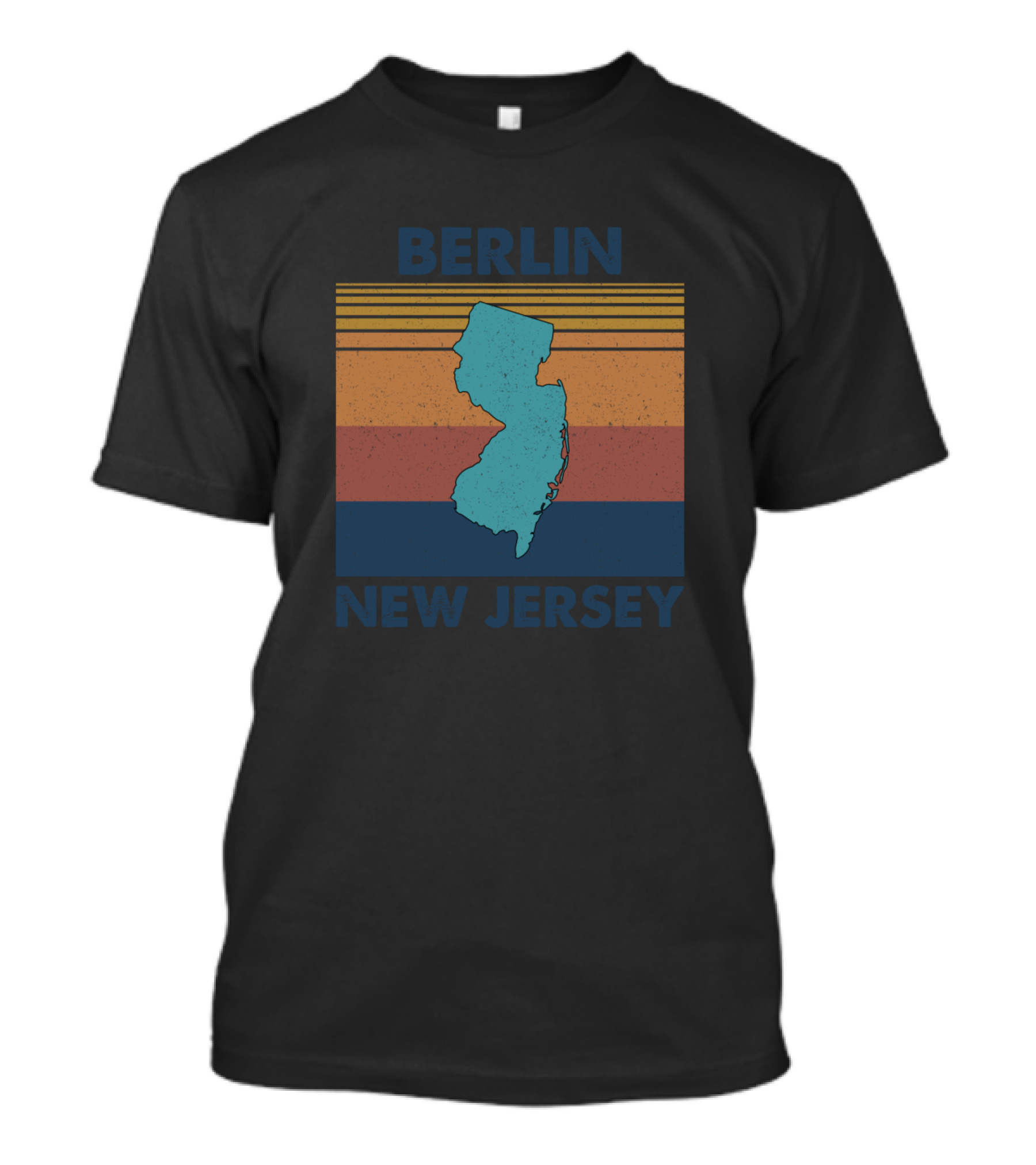 Berlin New Jersey Vintage Striped State Outline T-Shirt
