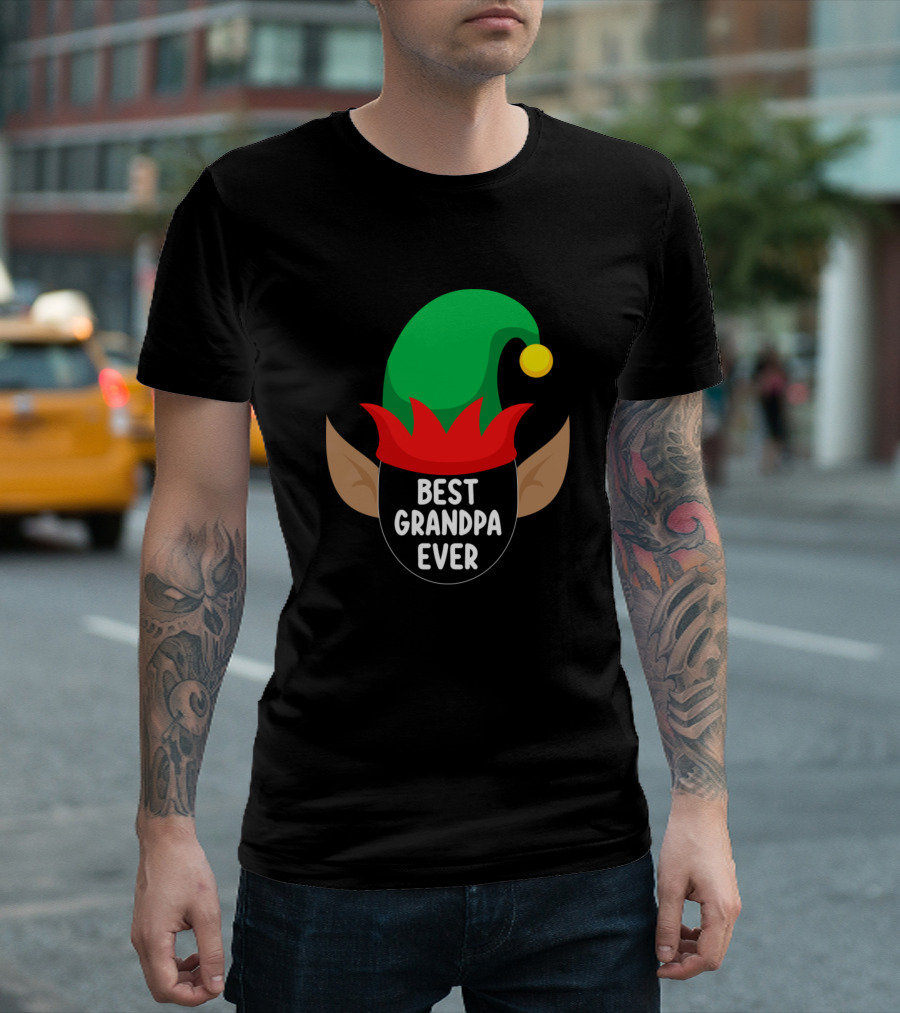 Best Grandpa Ever Elf Hat And Ears T-Shirt