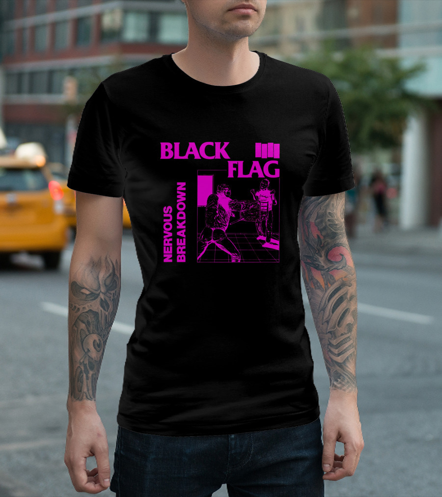 Black Flag Nervous Breakdown Pink Iconic Punk Band T-Shirt
