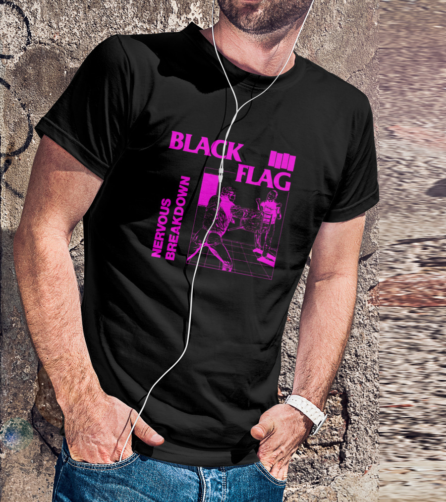 Black Flag Nervous Breakdown Pink Iconic Punk Band T-Shirt