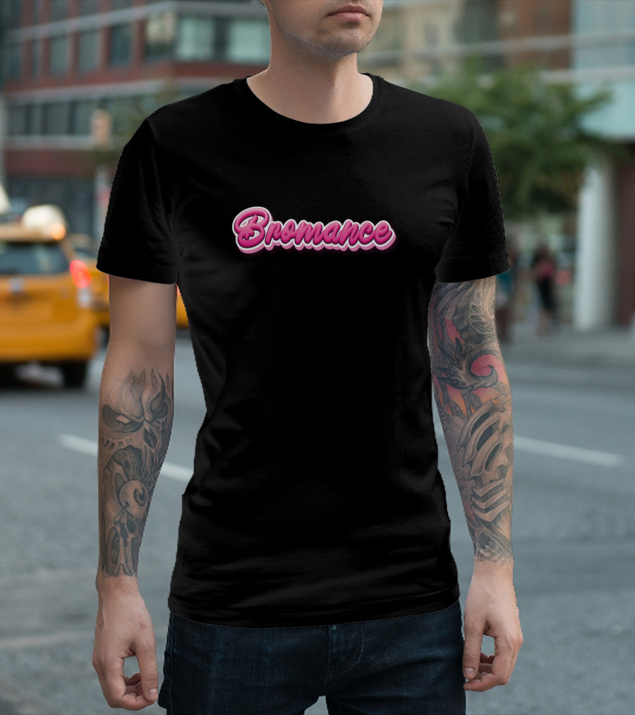 Bromance Male Friendship Pink Script T-Shirt