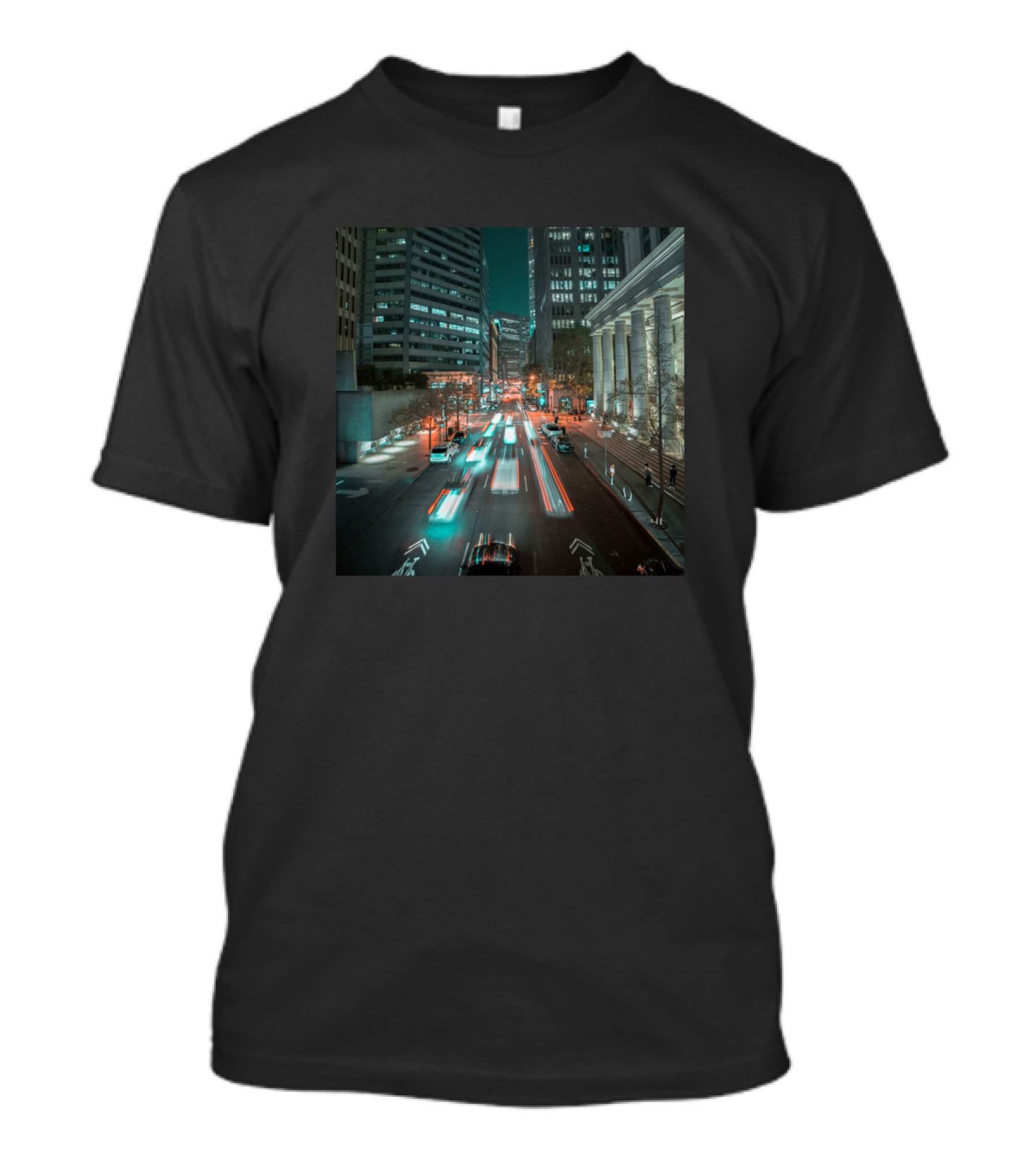 City Lights Streaming Through Urban Nightscape T-Shirt
