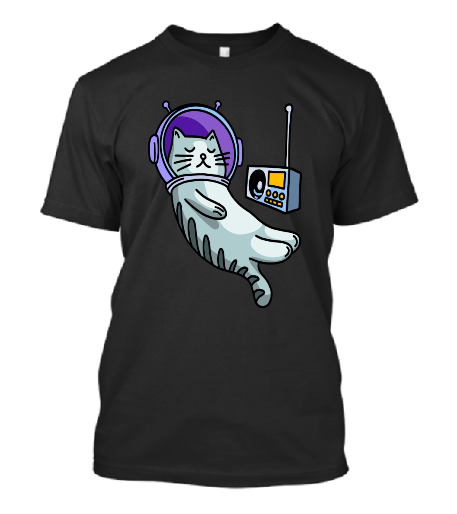 Space Cat Sleeping With Helmet And Radio T-Shirt