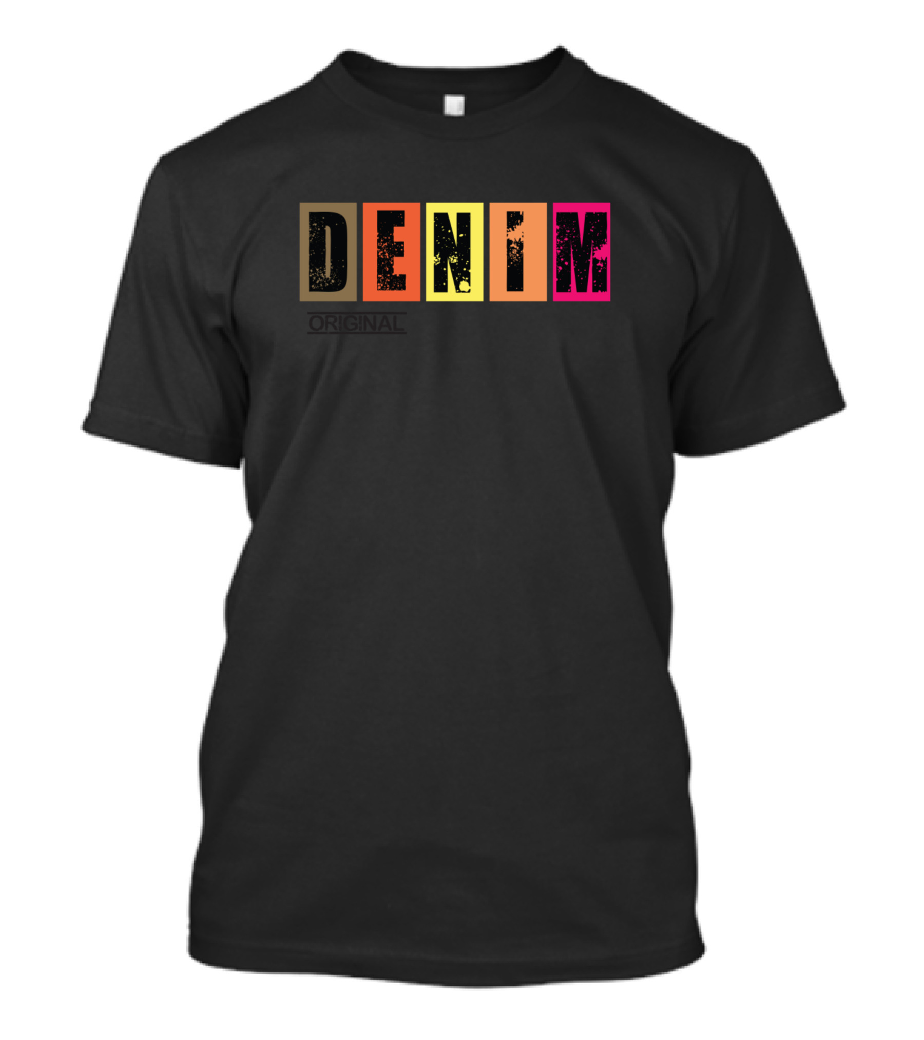 DENIM Vintage Bold Color Block Letters T-Shirt