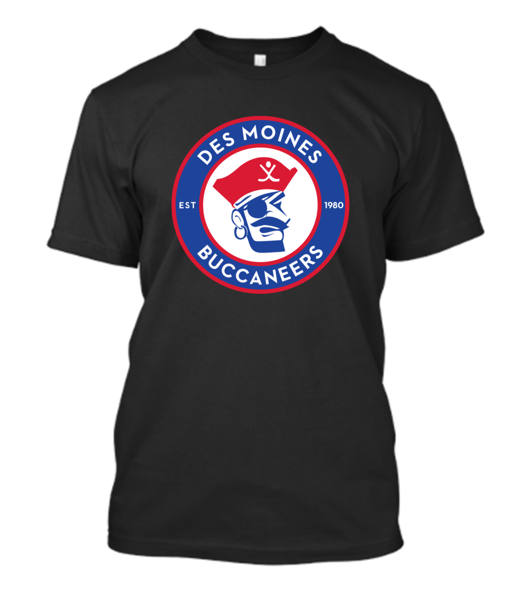 Des Moines Buccaneers Est 1980 Logo Pirate Emblem T-Shirt