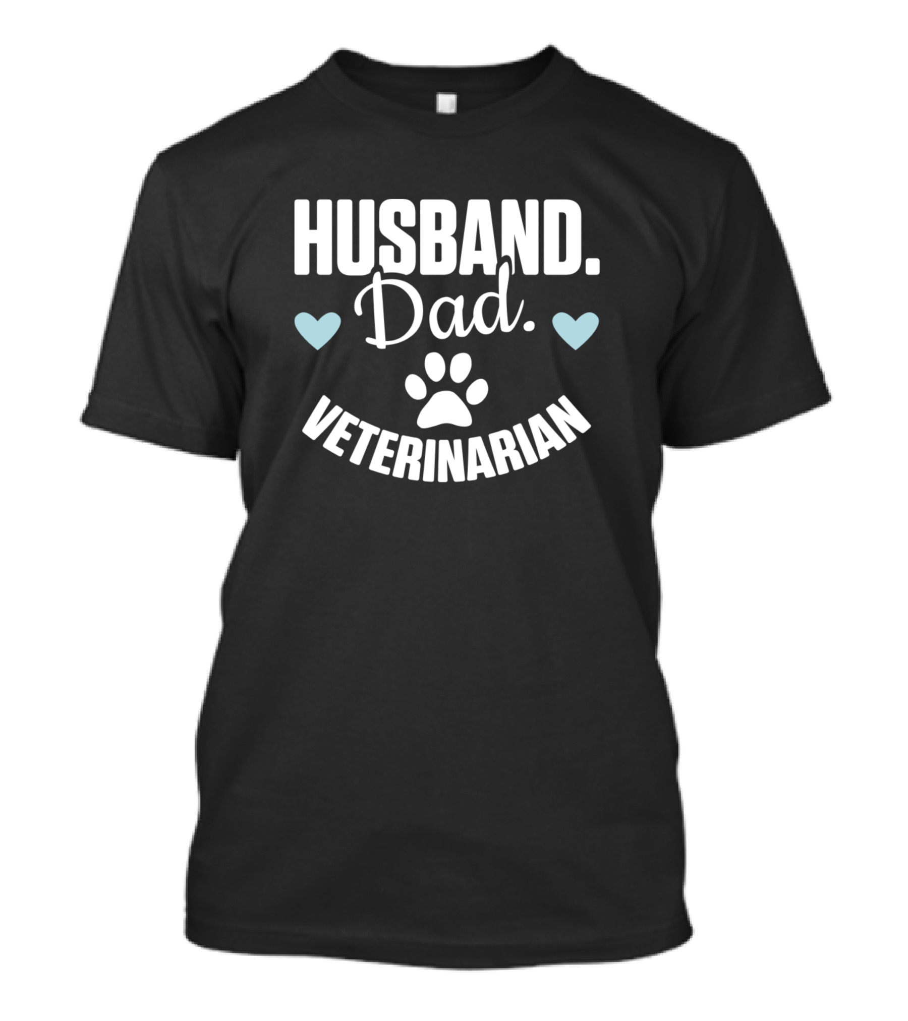 Husband Dad Veterinarian Funny Veterinary Paw Print Hearts T-Shirt