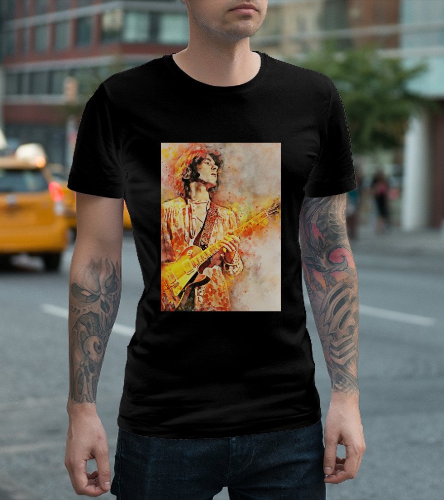 Mick Taylor Watercolor Guitarist T-Shirt
