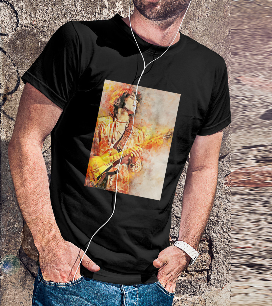 Mick Taylor Watercolor Guitarist T-Shirt