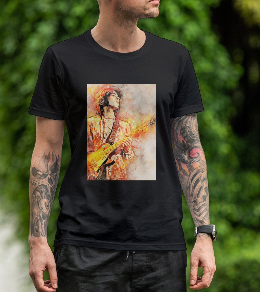 Mick Taylor Watercolor Guitarist T-Shirt