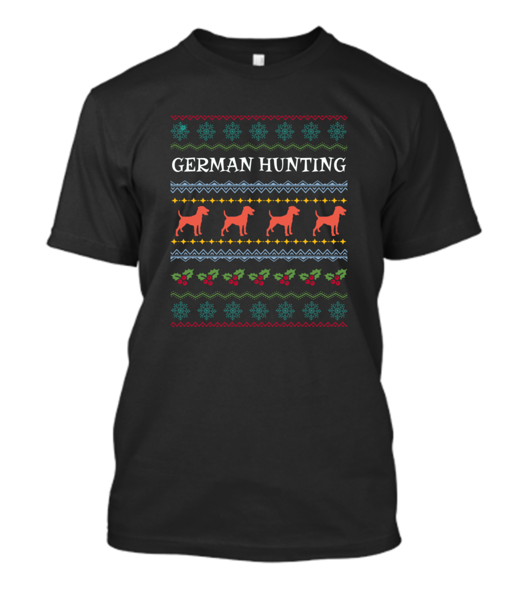 German Hunting Xmas Ugly Sweater Dogs Lover T-Shirt