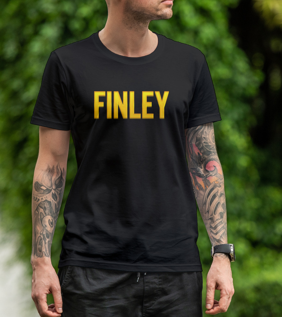 FINLEY Family Name Bold Gold Text T-Shirt