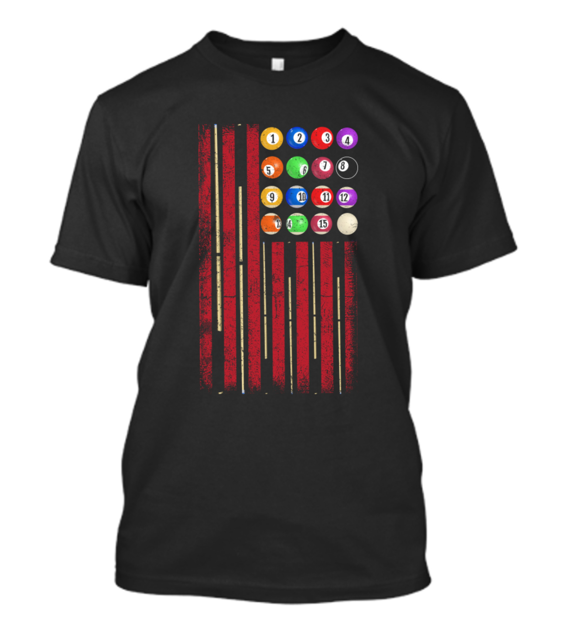 American Flag Billiards Shooting Pool Cue Sticks Balls T-Shirt