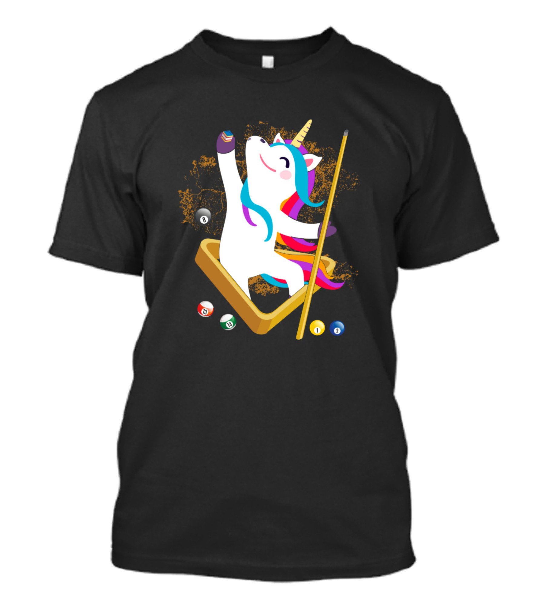 Billiards Unicorn Hustler Pool Girls Snooker Rainbow Cue Ball T-Shirt