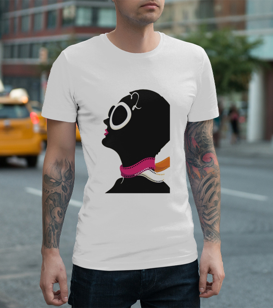 Black Beauty From God Silhouette with Sunglasses and Colorful Scarf T-Shirt