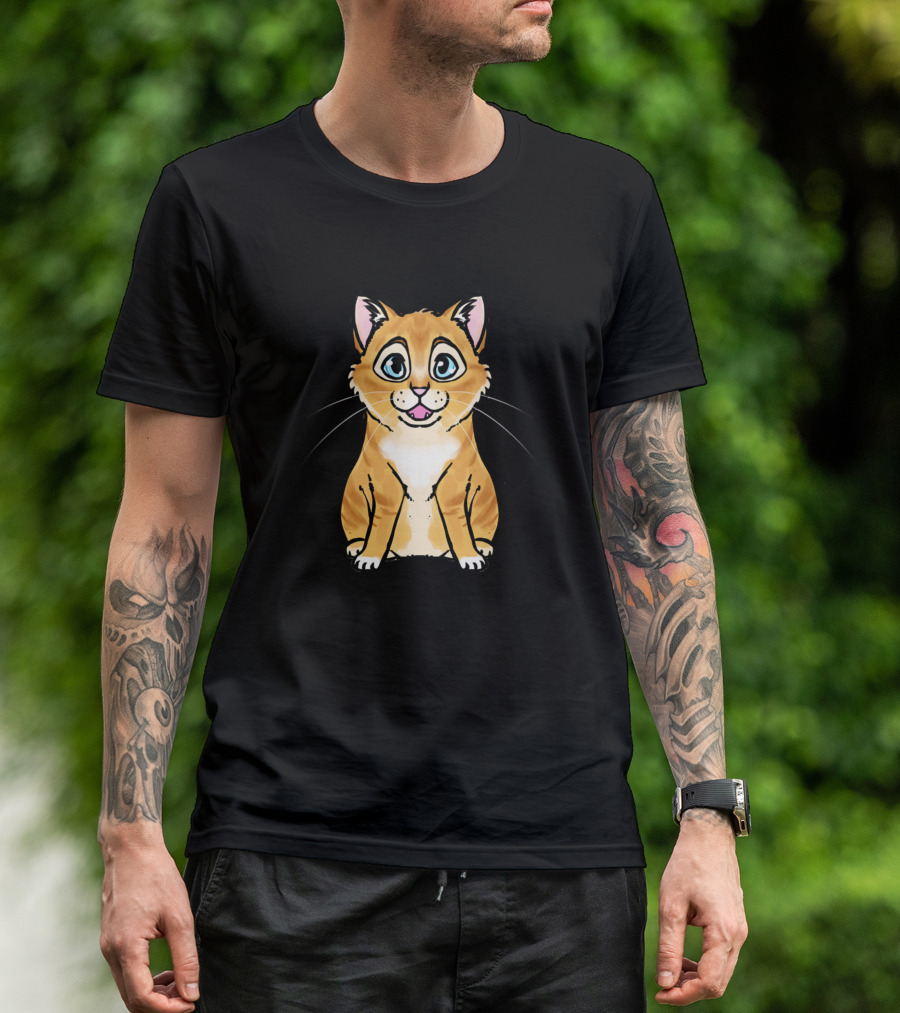Bobby The Wobbly Kitten Happy Ginger Feline With Big Blue Eyes T-Shirt