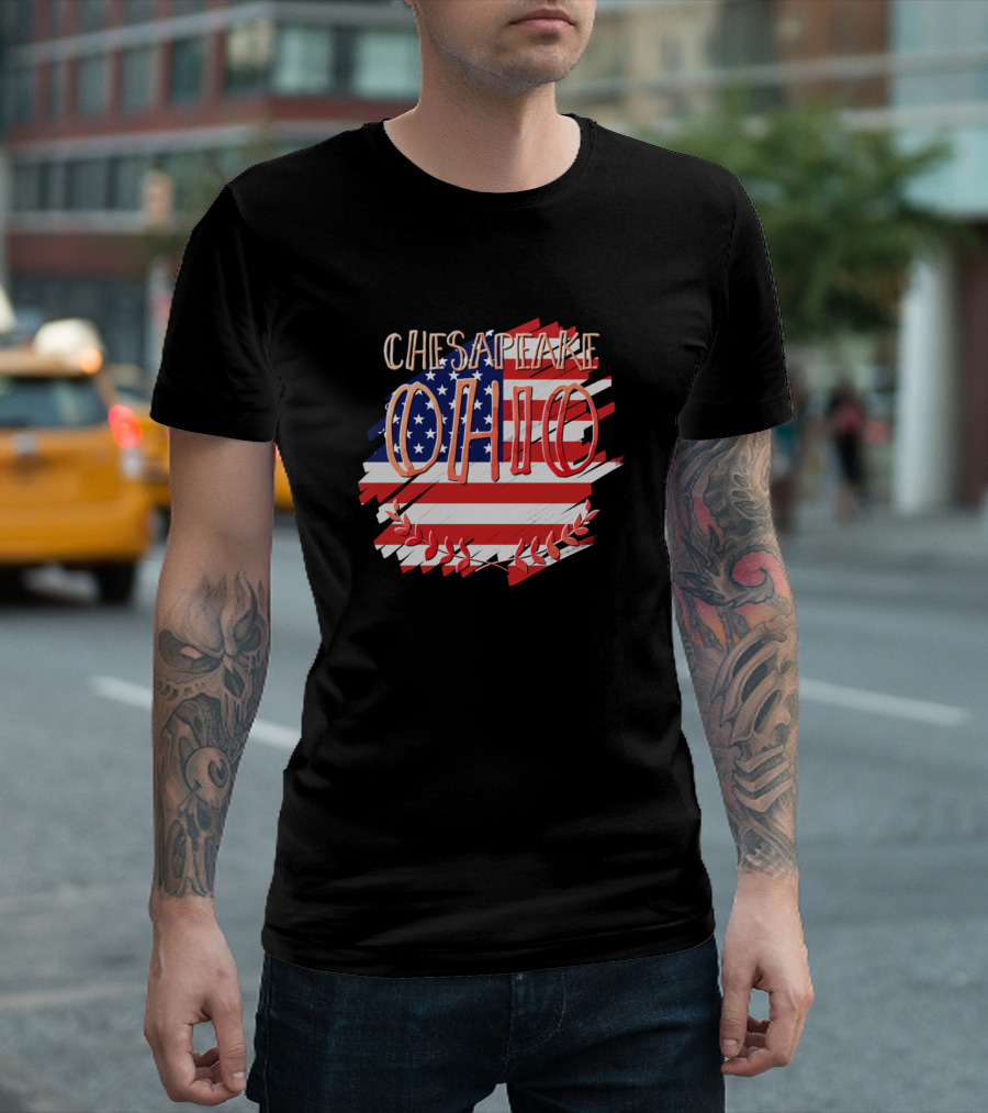 Chesapeake Ohio American Flag Laurel Wreath T-Shirt