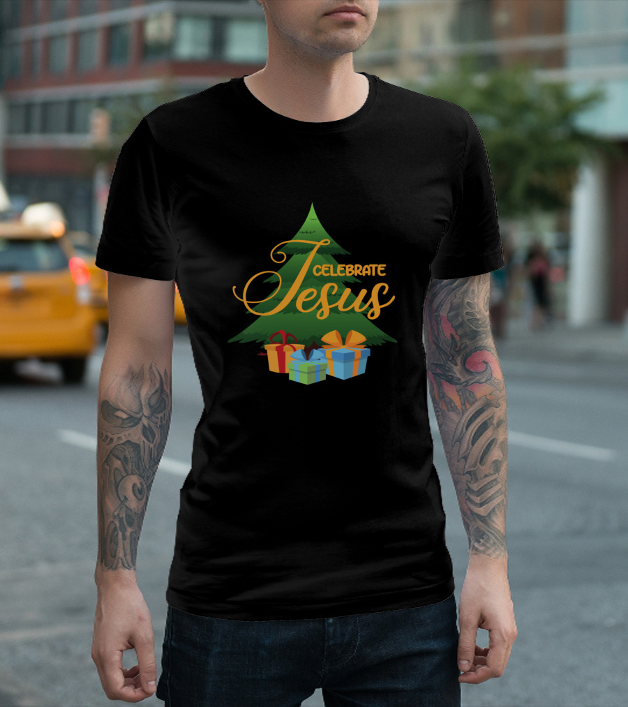 Celebrate Jesus Christmas Tree with Gifts T-Shirt