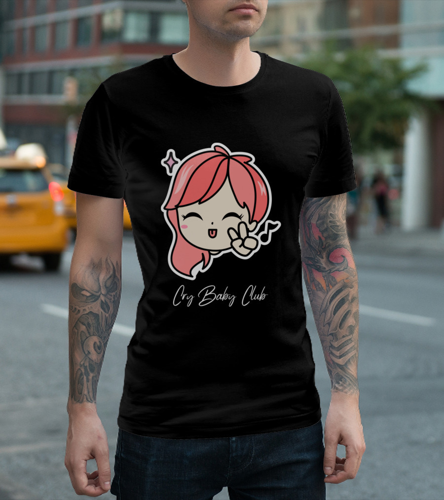 Cry Baby Club Cute Cartoon Girl Peace Sign T-Shirt