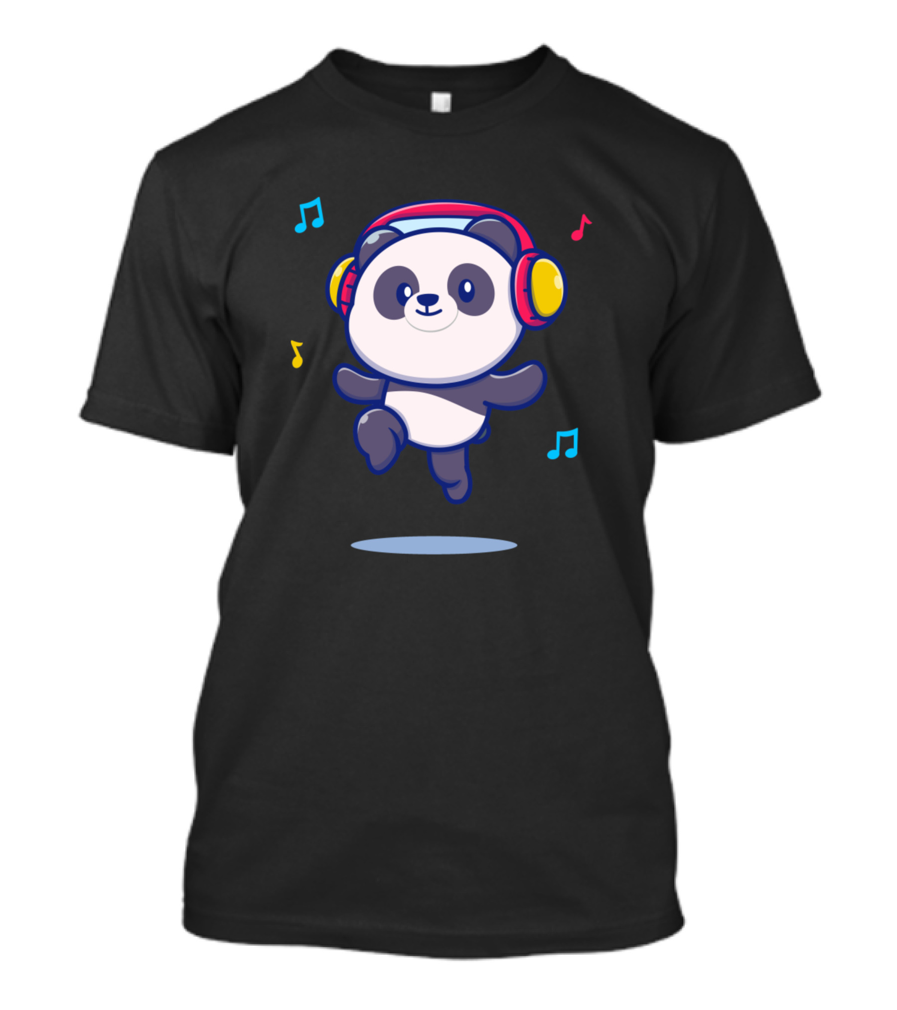 Cute Panda Listening To Music With Headphones T-Shirt