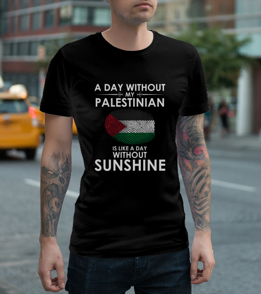 A Day Without My Palestinian Is Like A Day Without Sunshine Fingerprint Flag T-Shirt