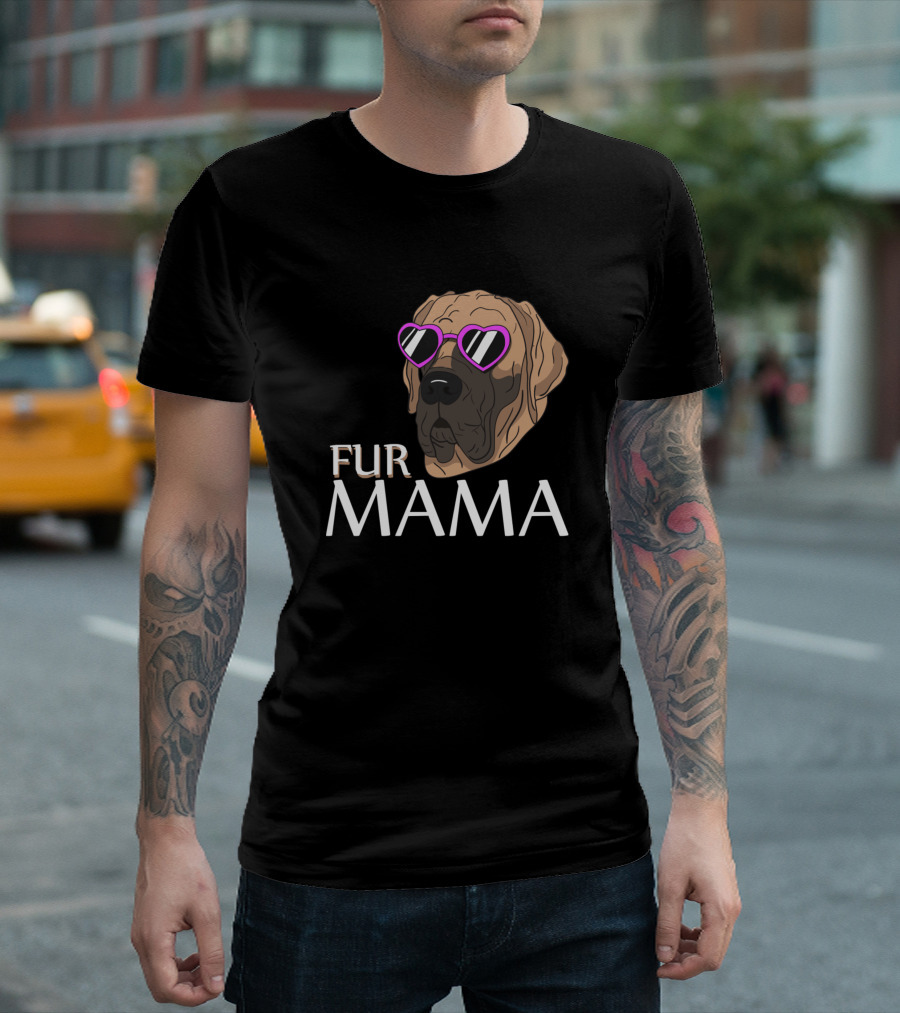 Fur Mama Great Dane Heart Sunglasses Dog T-Shirt