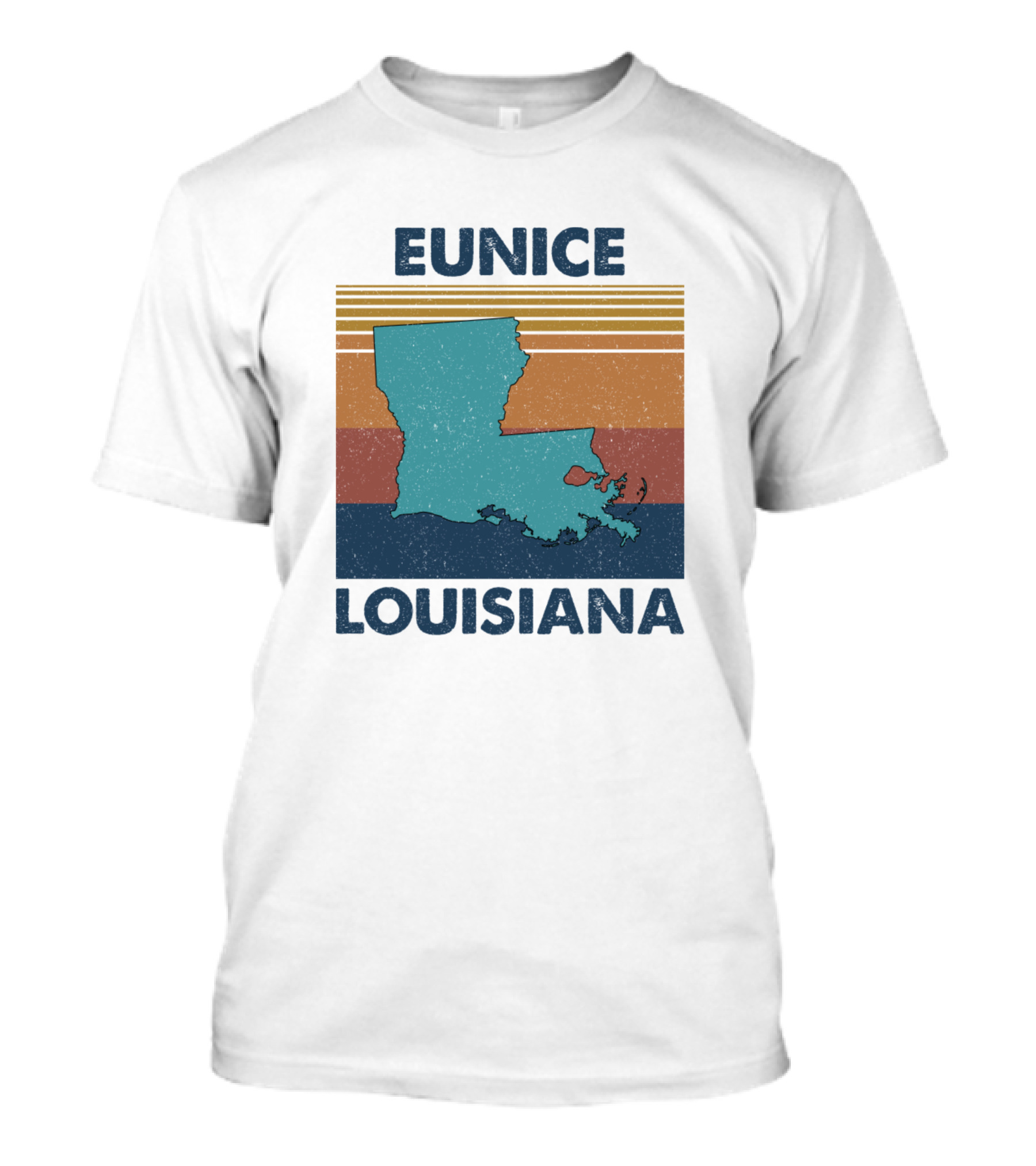 Eunice Louisiana Map With Retro Stripes T-Shirt