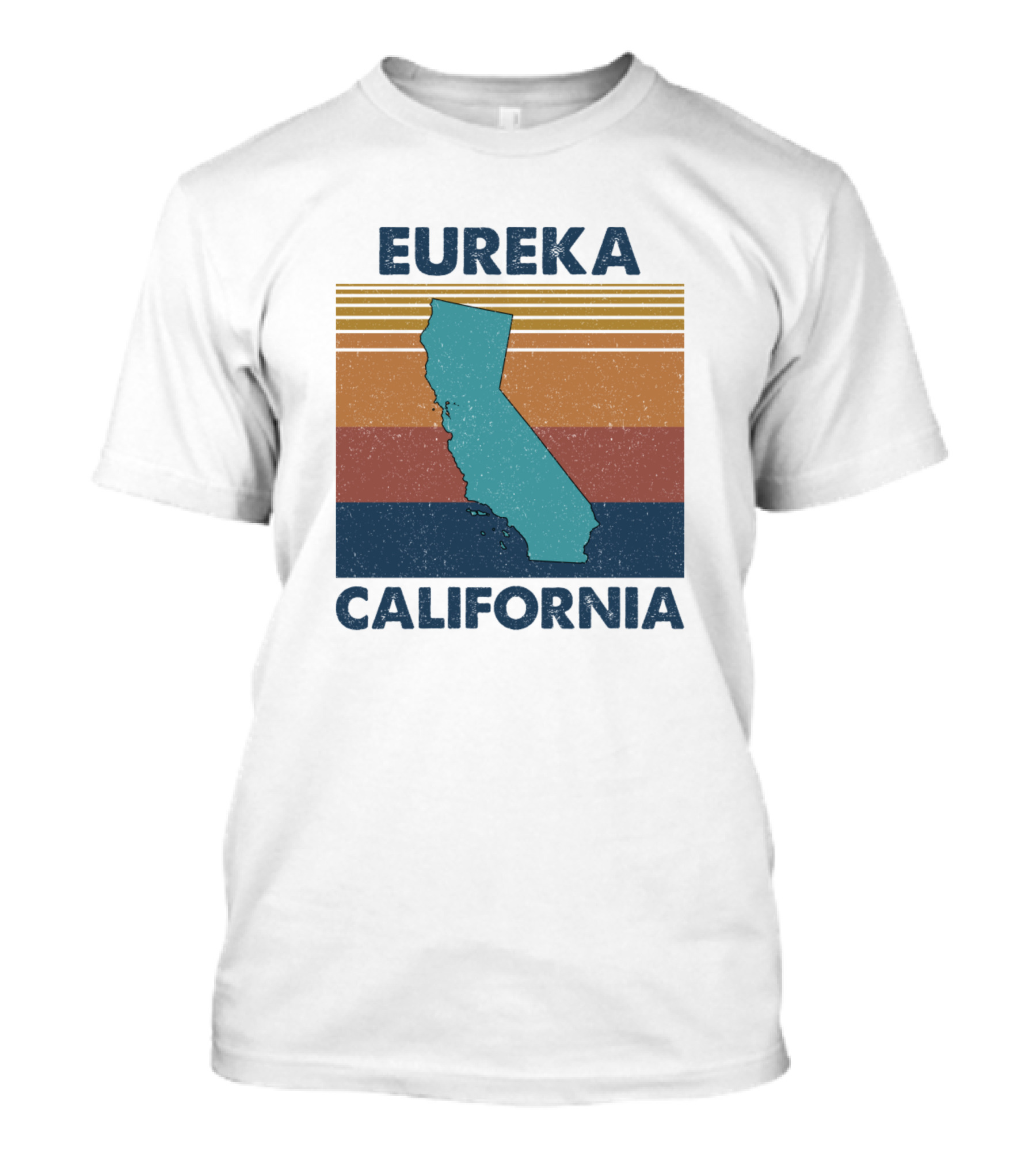 Eureka California Vintage State Map Silhouette Retro Stripes T-Shirt