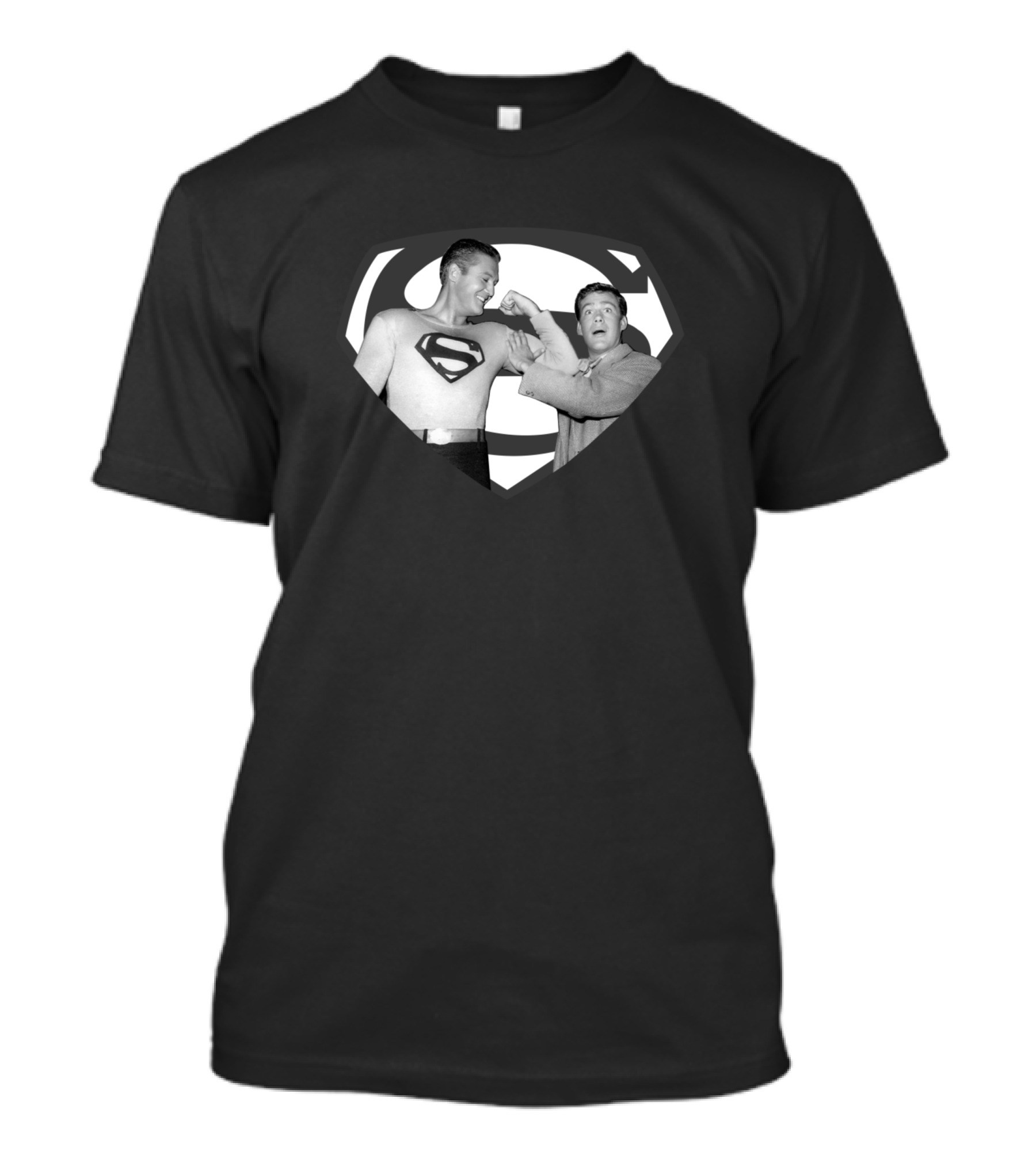Superman Flexing Black And White Iconic Pose T-Shirt