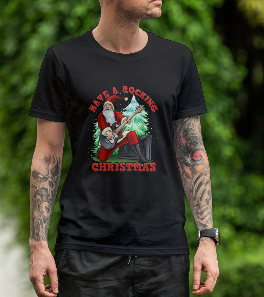 Have A Rocking Christmas Santa Claus Guitar Amp T-Shirt