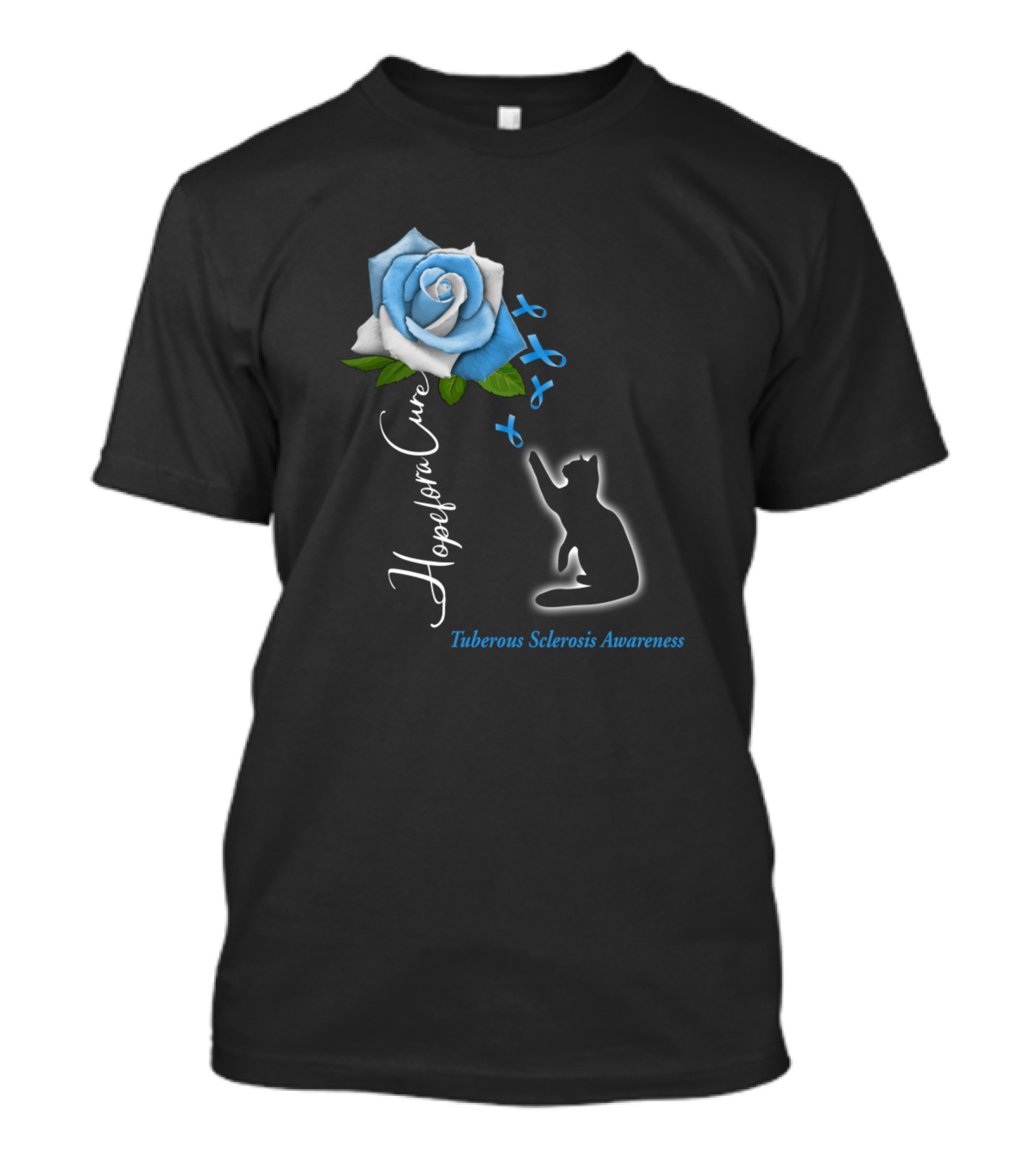 Hope For A Cure Blue Rose Tuberous Sclerosis Awareness Cat T-Shirt