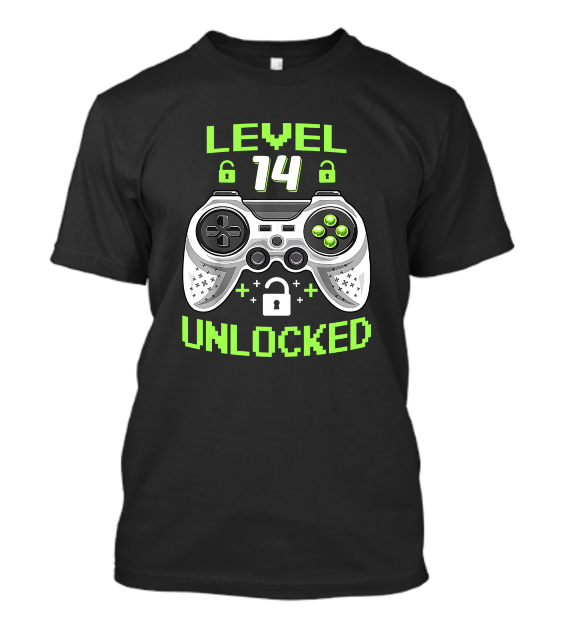 Level 14 Unlocked Video Game Controller 14 Years Old Birthday T-Shirt