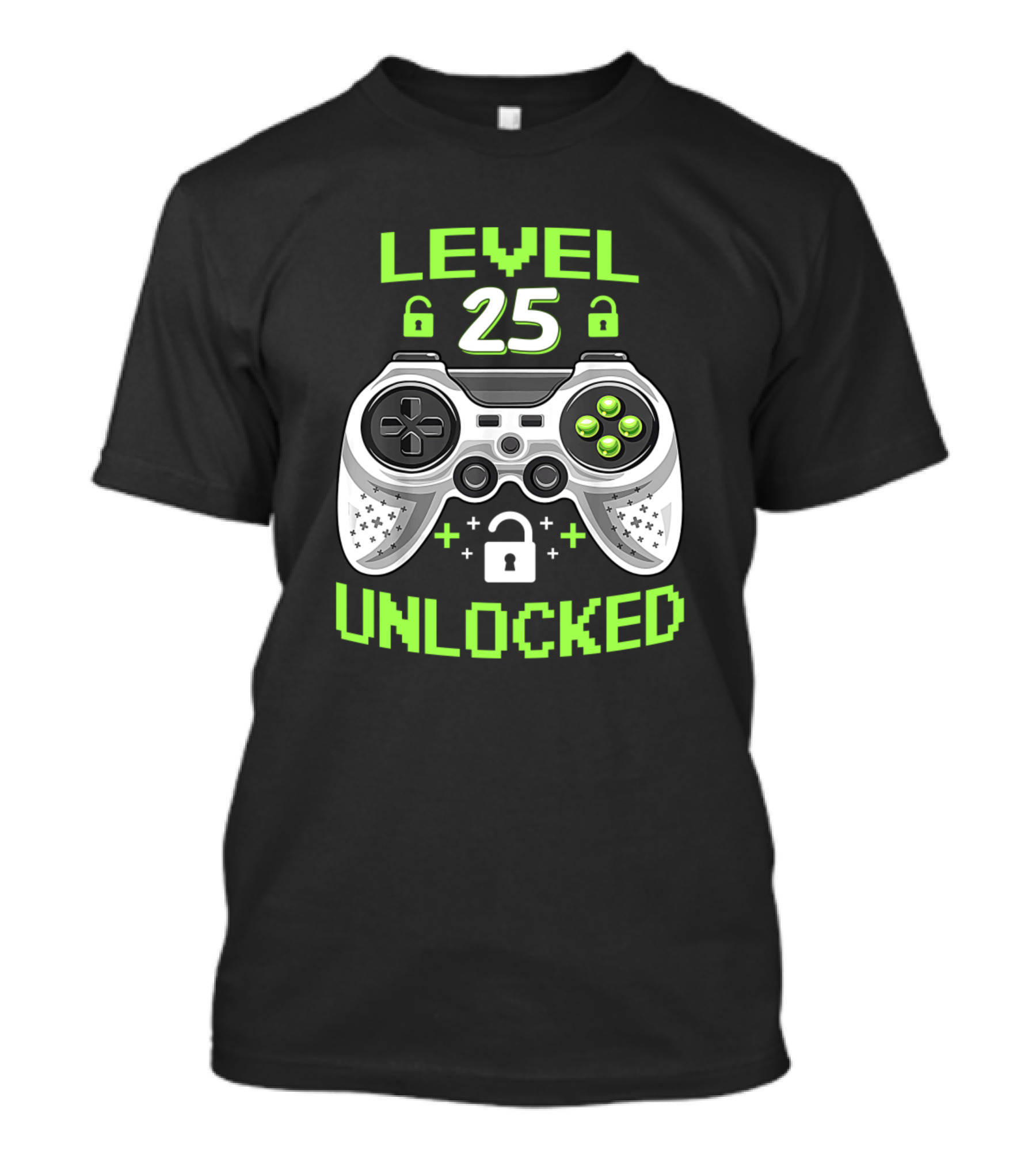 Level 25 Unlocked Video Game Controller 25 Years Old Birthday T-Shirt