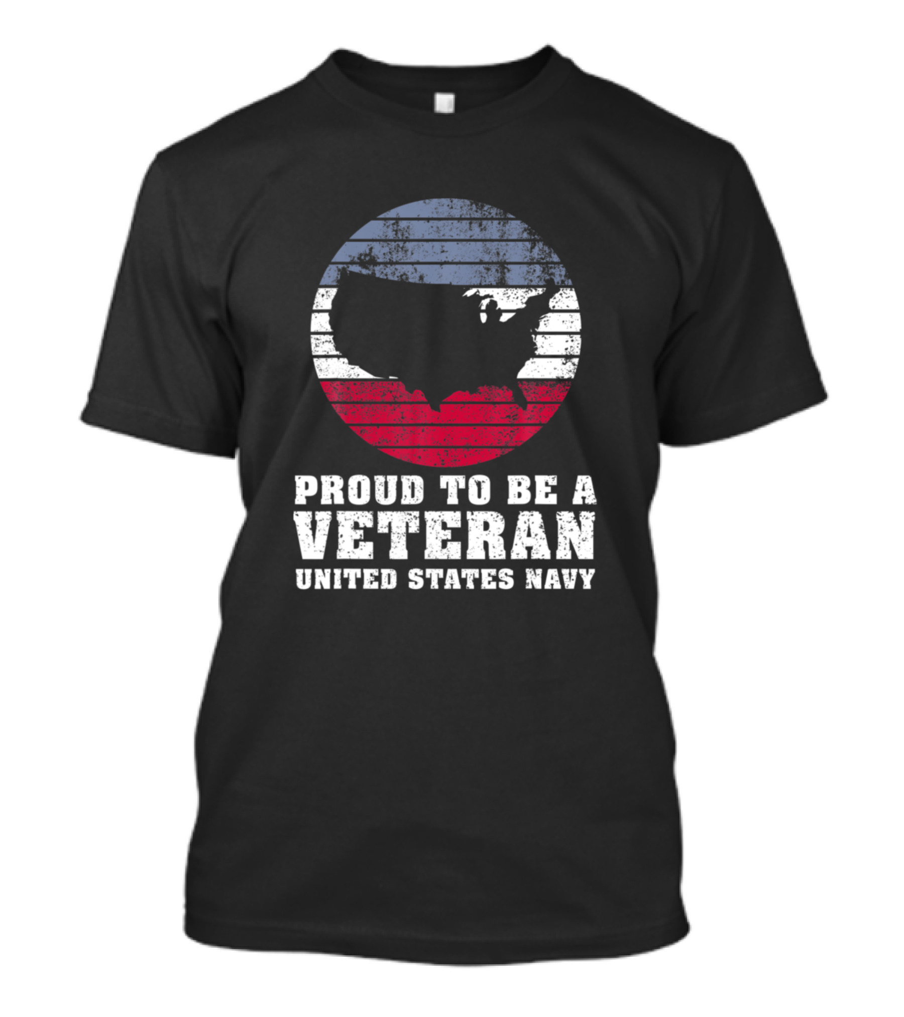 Proud To Be A Veteran United States Navy Distressed USA Flag T-Shirt