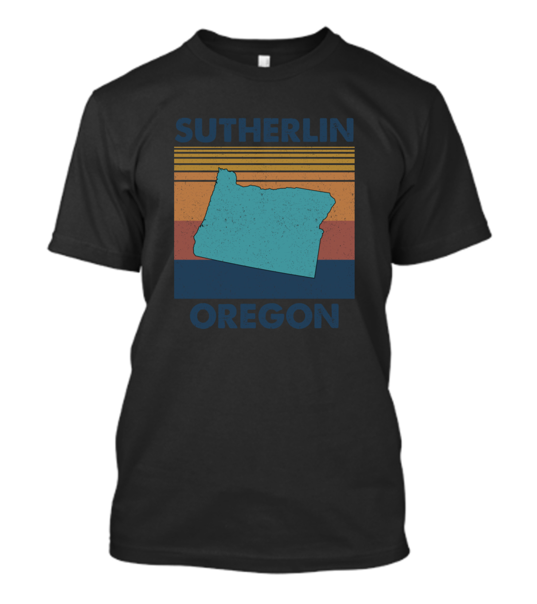 Sutherlin Oregon Vintage Retro State Map Stripes T-Shirt