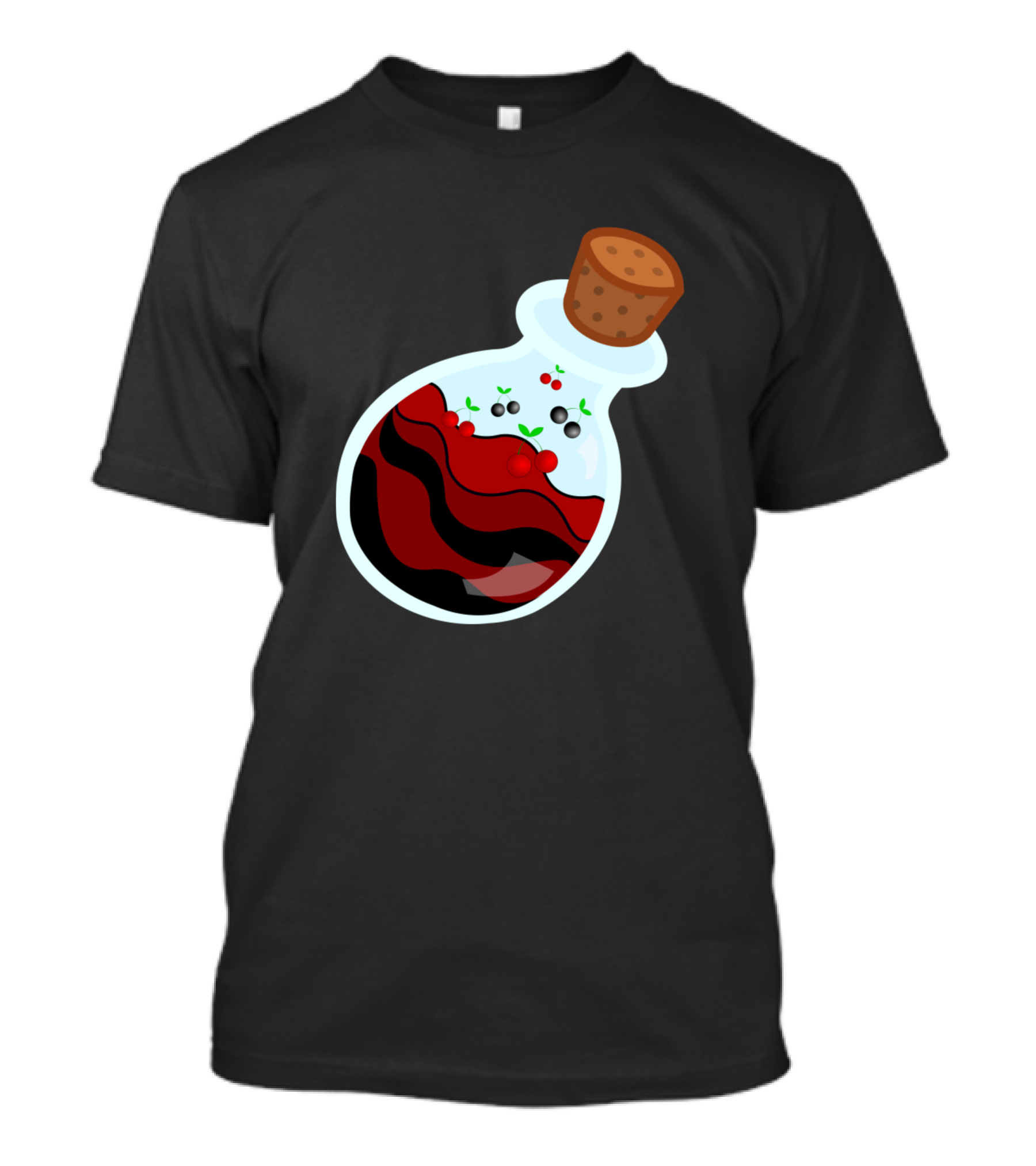 Potion Bottle Black Cherry With Red And Black Liquid And Berries T-Shirt